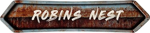 Robins NEST - Letrero decorativo de aluminio compuesto de 4 x 18 pulgadas, estilo de doble punta, estilo antiguo, vintage, de aluminio compuesto.