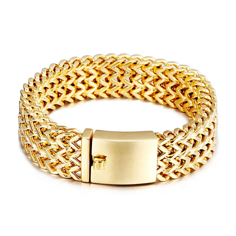 Mode Titan Stahl Armband, Titan Stahl Armband Einfache Und Stilvolle Und Elegante Beschichtung 18 Karat Gold Herren Edelstahl Schmuck Exquisit, Gold