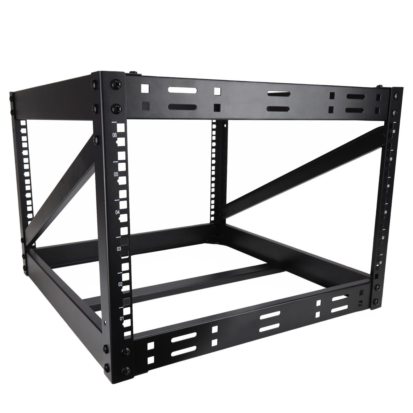 kenable Rack Abierto 19 Pulgadas 6U para Equipos de Red y Servidores - Armario de Datos Montaje en Suelo o Escritorio - Profundidad 482mm - Acero con Recubrimiento en Polvo