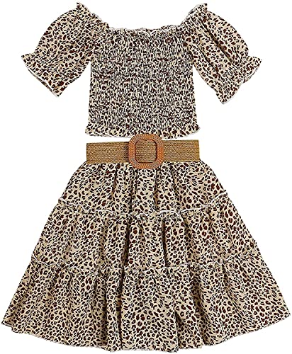 Image of Kids Baby Girls Outfits Floral Ruffle Off Shoulder Crop Tops + Bowknot Denim Shorts Skirt Set Toddler Summer Clothes
