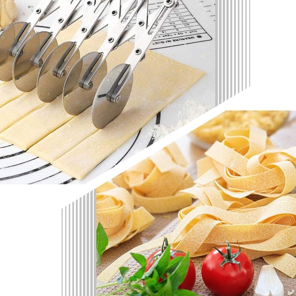 Tagliapizza multi circolare in acciaio inox con manico ergonomico per tagliare in modo efficiente dolci, biscotti, impasti e pizza (argento2)