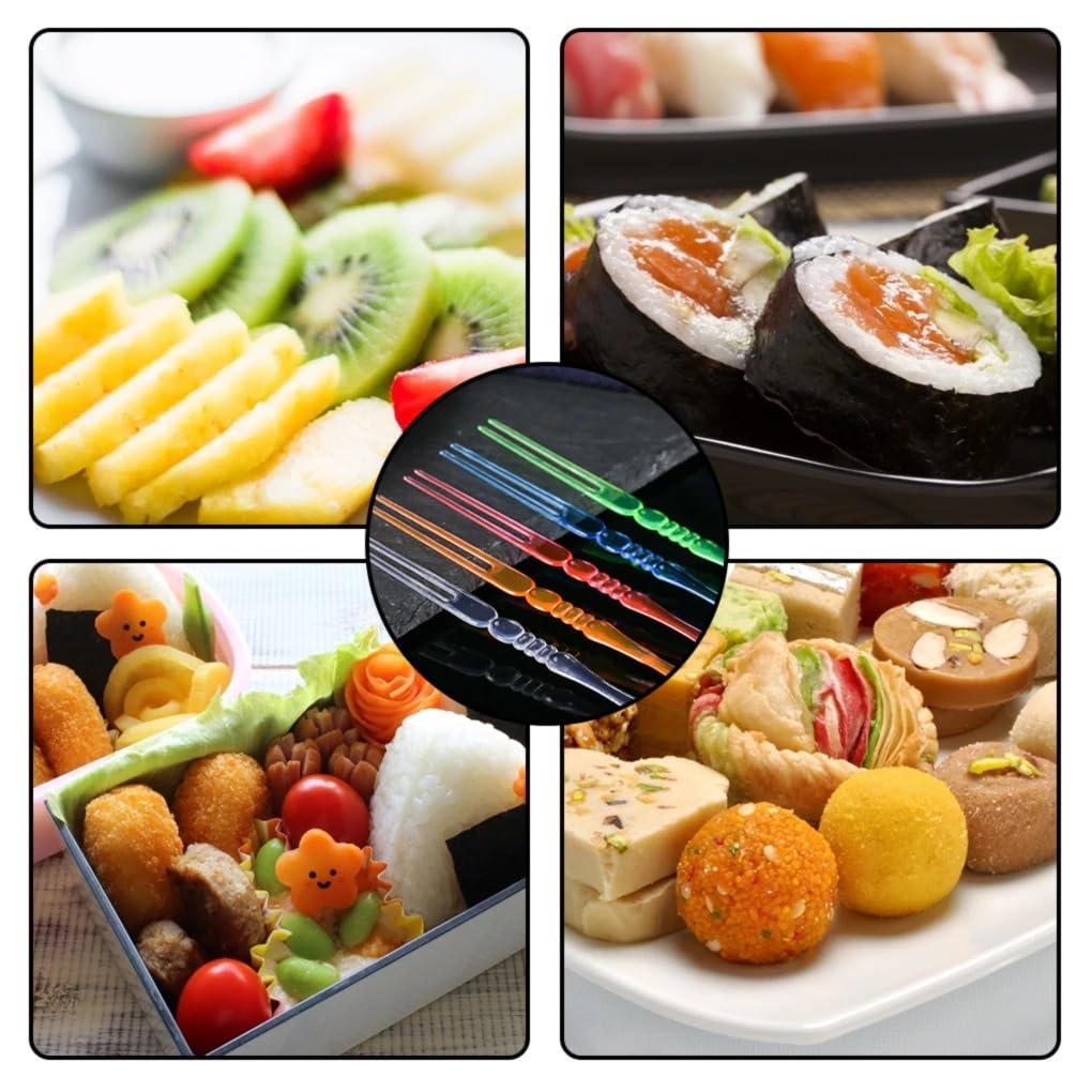 200 Pcs Disposable Plastic Fruit Forks - Mini Cocktail, Appetizer, Dessert & Salad Forks, 4 Inch Multicolor Toothpicks for Cake, Snacks, Party, Daily Use, Portable Durable Plastic Forks Set