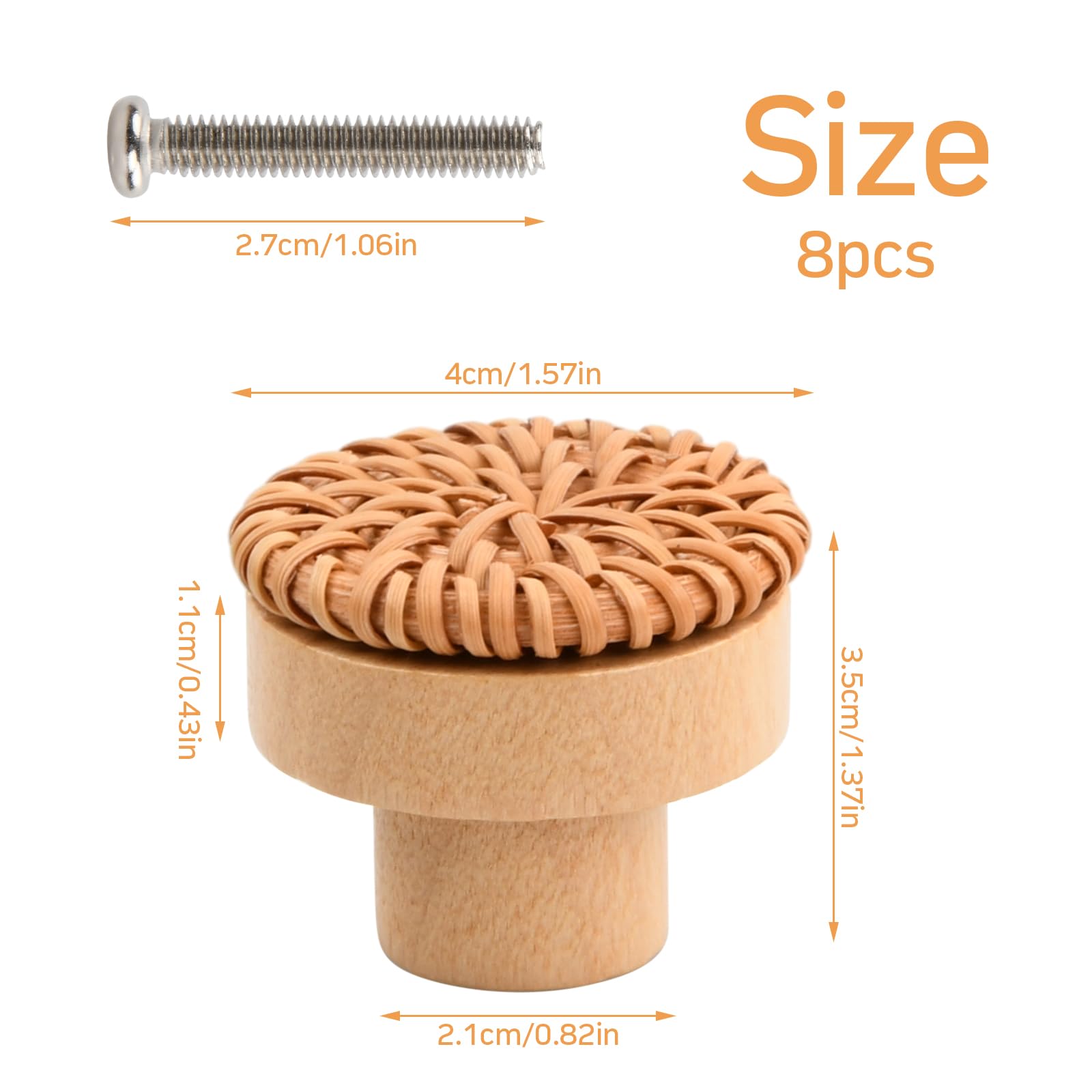Maniglie Per Mobili In Legno E Rattan - 8 Pezzi Con Viti, Per Cassetti E Armadi - Foto 11