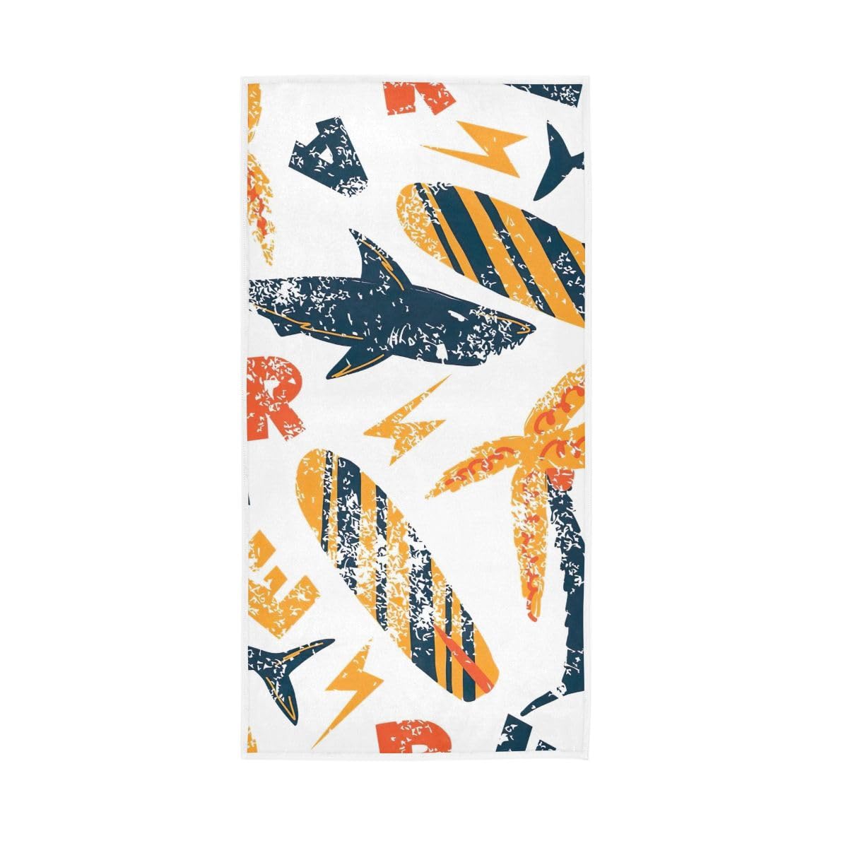 LSRCPD Summer Sharks Silhouettes Hand Towels Bathroom, Hand Towels for Bathroom, Shower, Hotel, Spa 15 x 30 Inches