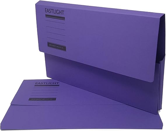 Eastlight Document Wallet (Pack 10) Assorted Colours 100% Recycled Paper 275gsm Manilla