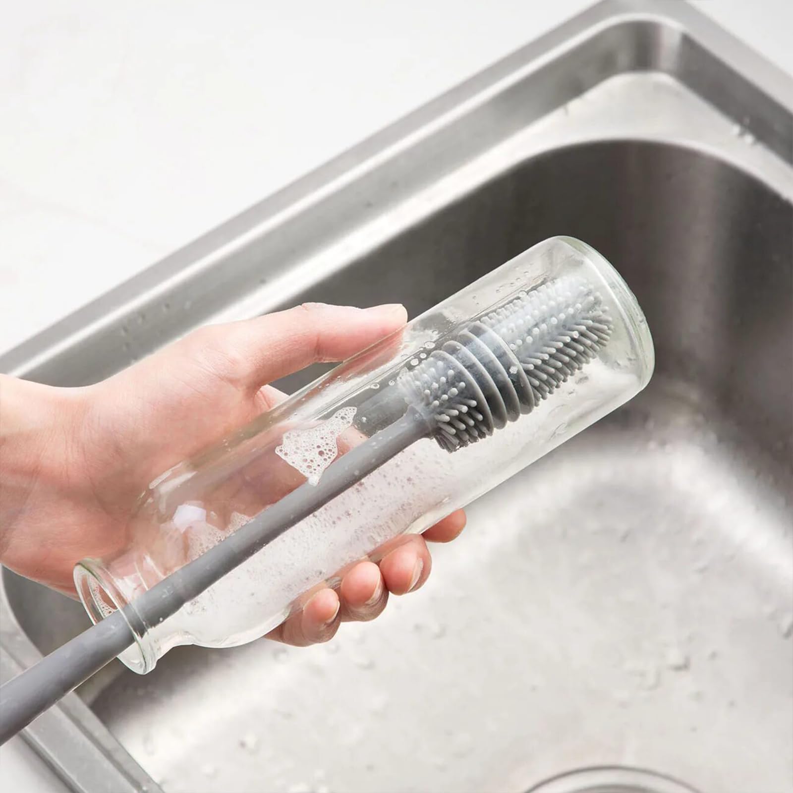 4 Spazzole Per Bottiglie In Silicone - Con Manico Lungo E Corto, Per Pulizia Biberon, Tazze E Vasetti - Foto 5