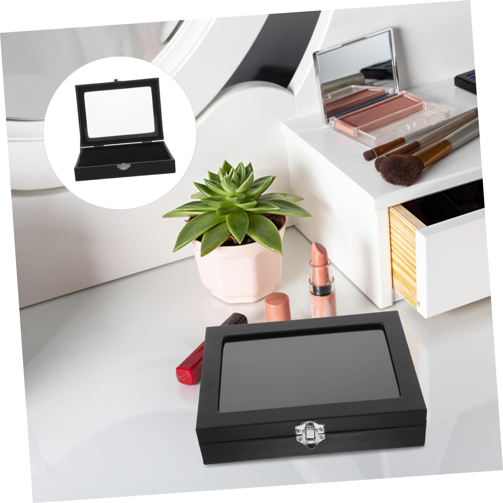 INOOMP Scatola Porta Spille con Coperchio Trasparente Antipolvere in Acrilico Nero Custodia Robusta per Brooch Pin Organizer per Spille e Gioielli per Collezionisti