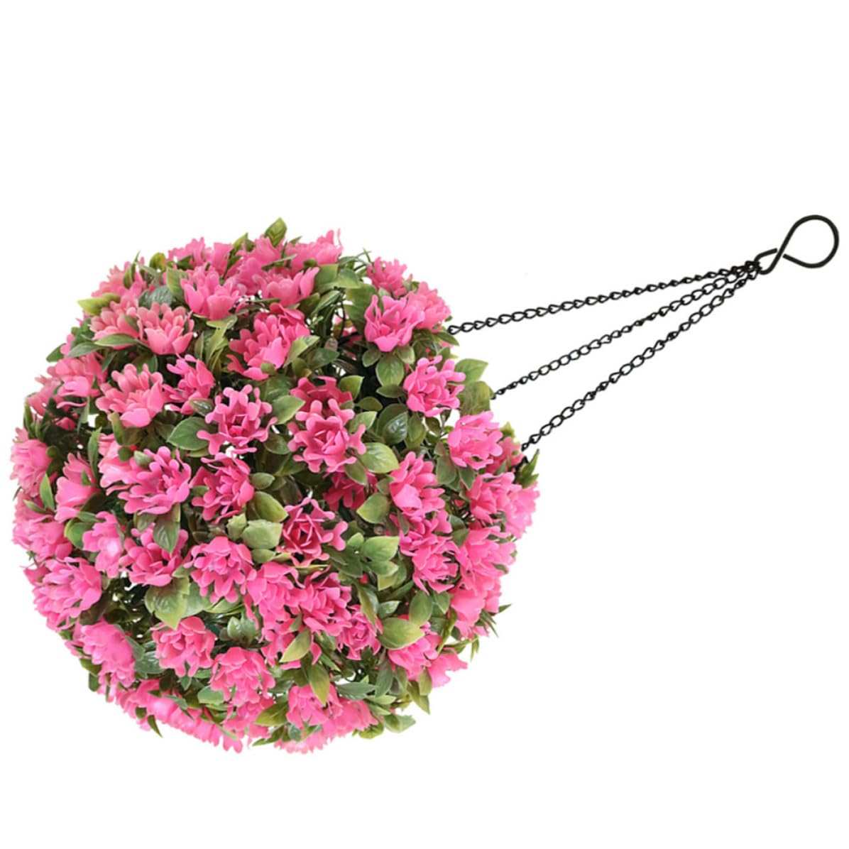Bola de flores topiarias con rosas de plástico resistente y luz solar Tofficu para exteriores