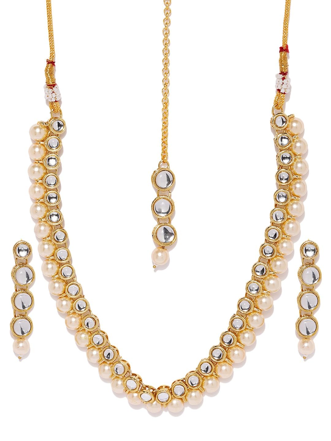 ZAVERI PEARLS Gold Tone Traditional Kundan & Pearls Necklace Earring & Maangtikka Set For Women-ZPFK18522 (B0DBQ9MW2T) Amazon Price History, Amazon Price Tracker