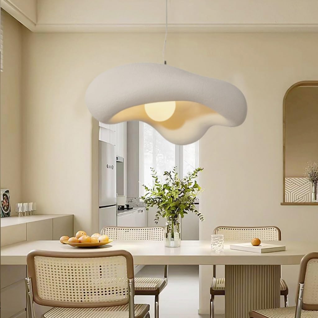DOCJX Creative Wabi-Sabi Pendant Lights Polystyrene Handmade Chandelier Japanese E27 Height Adjustable Pendant Lamp Shade White For Bedroom Kitchen Island Dining Room Living Room Hanging Lamp(Blaken B