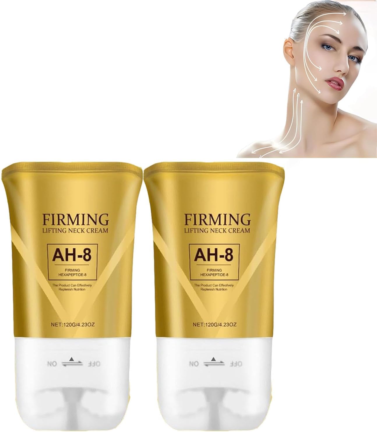 2PCS Firming Neck Cream with Roller,Hydrating & Lifting,Fast-Absorbing,Tightening Lotions for Wrinkles & Sagging Skin