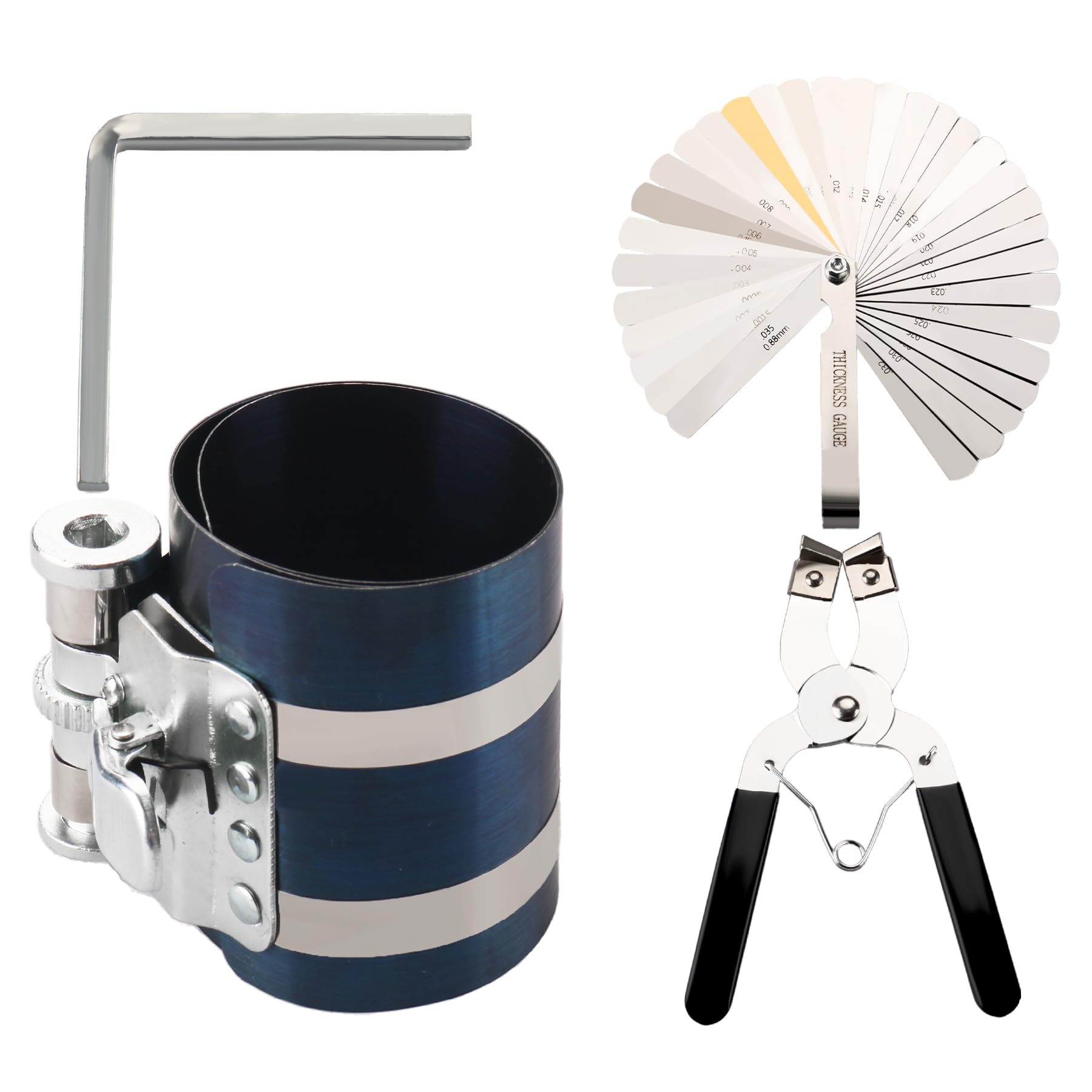 3-Inch Piston Ring Compressor Kit with Installer Plier and Feeler Gauge