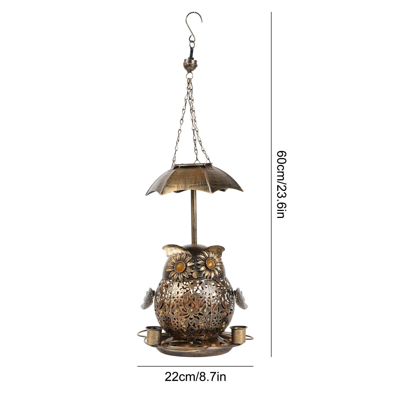 Comedero colgante para pájaros al aire libre. Comedero para pájaros a prueba de ardillas al aire libre. Comedero para pájaros con luz solar para exteriores con 3 tazas de agua. Jardín, patio trasero