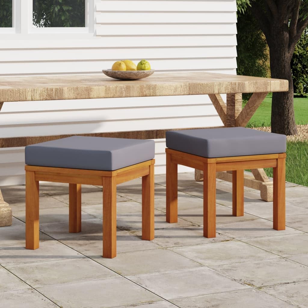 vidaXL Taburetes de jardín con Cojines 2 uds Madera Acacia 40x40x42 cm