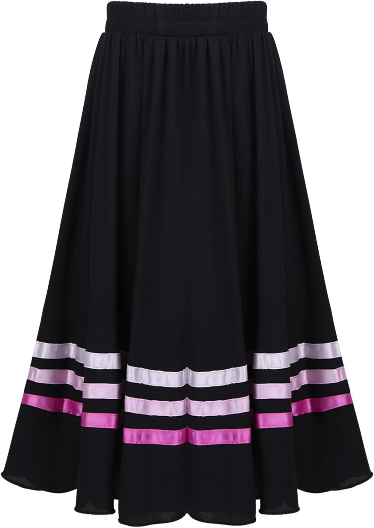 TiaoBug Girls' A Line Pleated Long Skirt Lyrical Ballet Skirt Ballroom Flamenco Mexico Folklorico Dance Skirt