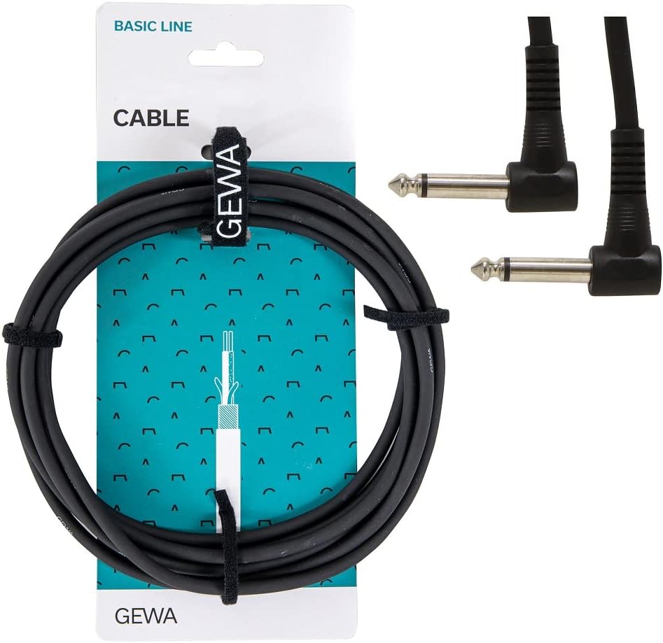 GewaAlpha Audio 190350 0.3 mm 6.3 mm Angled Mono Jack Plug to 6.3 mm Mono Angled Jack Plug Basic Line Patch Cable