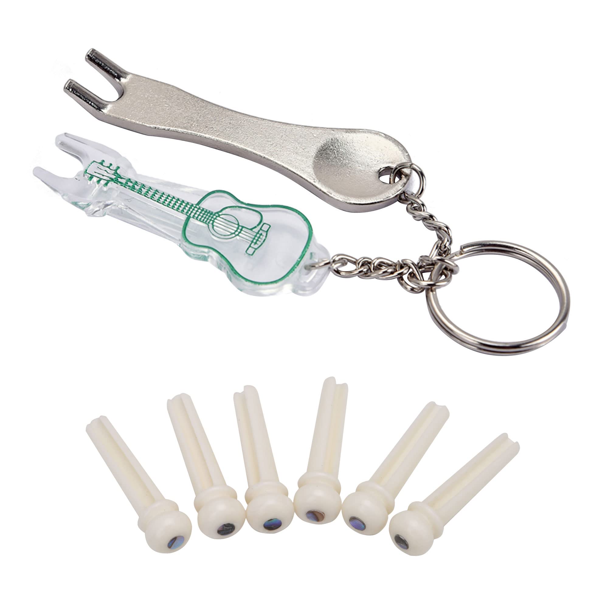Yibuy Bridge Pin Set w/Saddle Nut Puller for Guitar String Peg Tool Set Steel Plastic Pack of 7