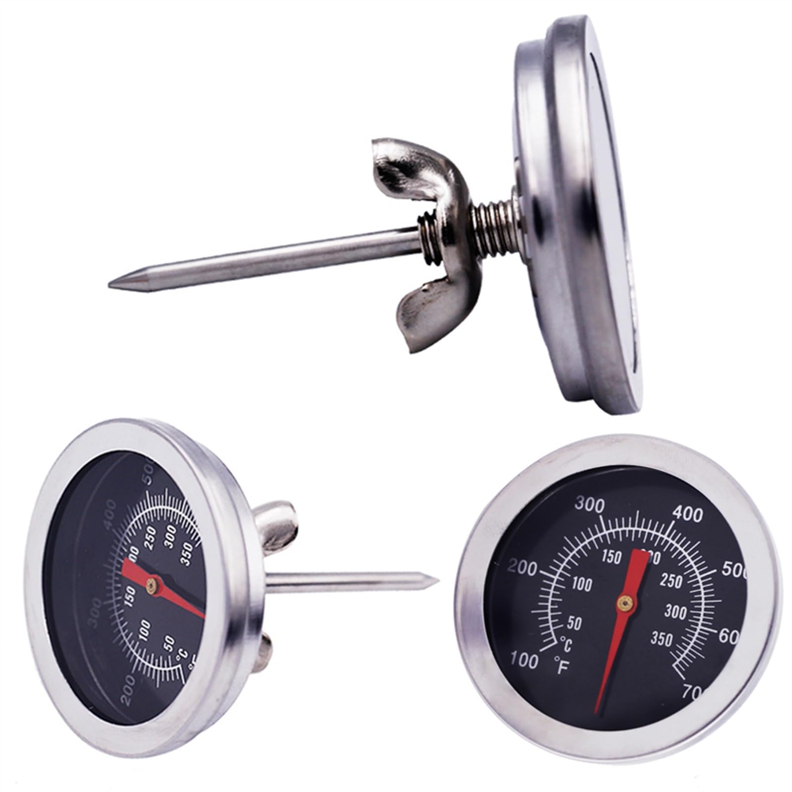 Termometro bimetallico in acciaio inossidabile Tester di temperatura for griglia esterna Termometro for forno di cottura 700 ℃ Strumenti portatili for barbecue for pizza