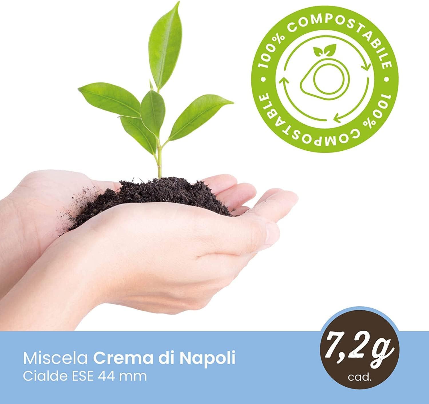 8x Caffè Toraldo Crema di Napoli E.S.E. Pads – 50 Stück (44 mm) | Neapolitanische Röstung, kräftig & cremig – einzeln verpackt, ESE kompatibel + Beni Culinari Kostenloser Schlüsselanhänger