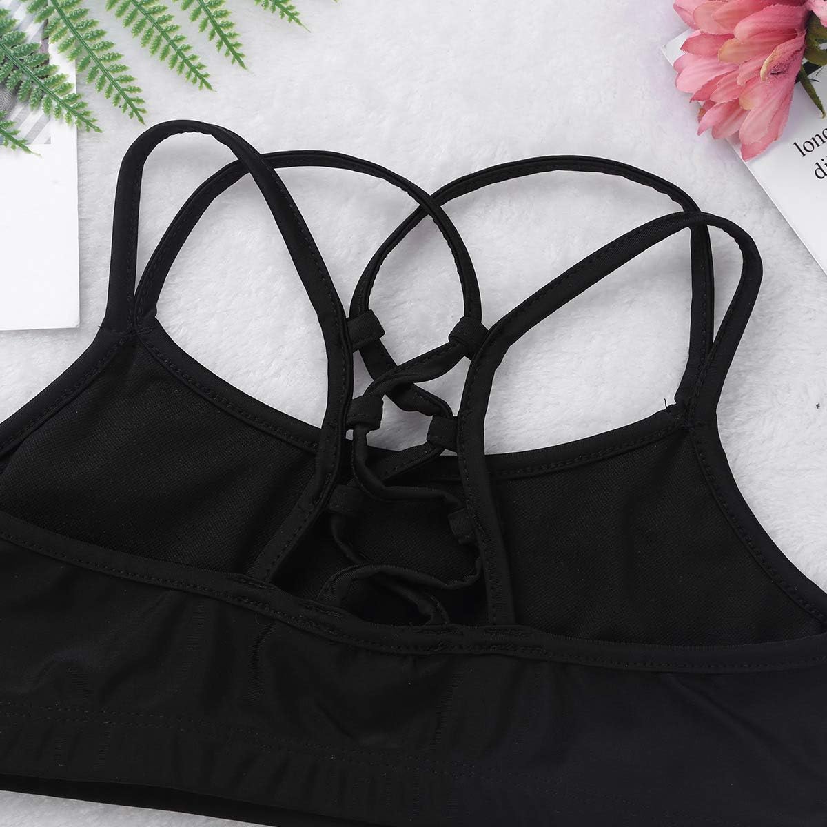 JanJean Child Big Girls' Active Dance Sports Bra Tank Crop Top Camisole Dance Training Bra