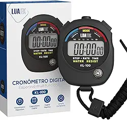 Cronômetro Digital Esportivo KL-100, Multifuncional, Display LCD, Resistente à Água, Com Função de Alarme Para Natação, Corrida e Outras Atividades