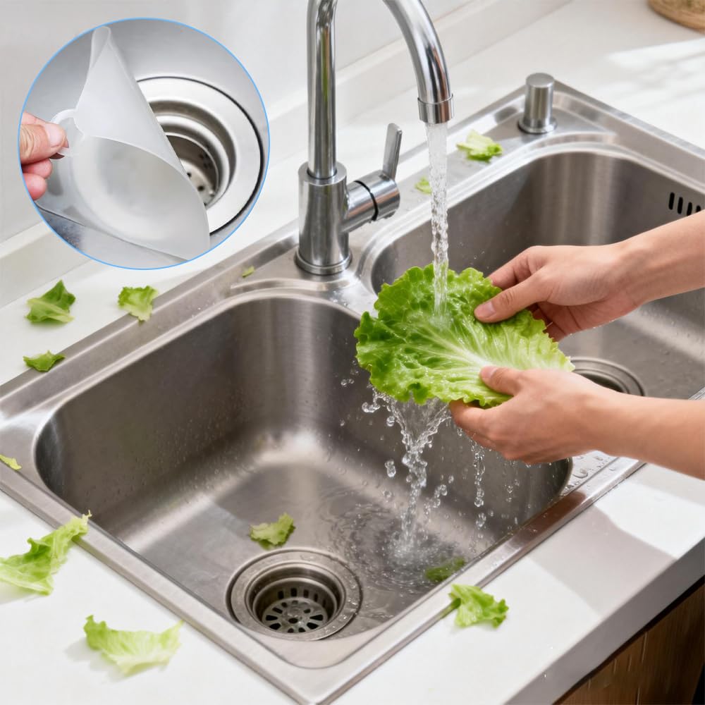 Cubierta de Desagüe de Suelo de Silicona, Juego de 2 Alfombrillas Anti-Olor con Asa Colgante, Tapón de Desagüe para Lavabo y Ducha
