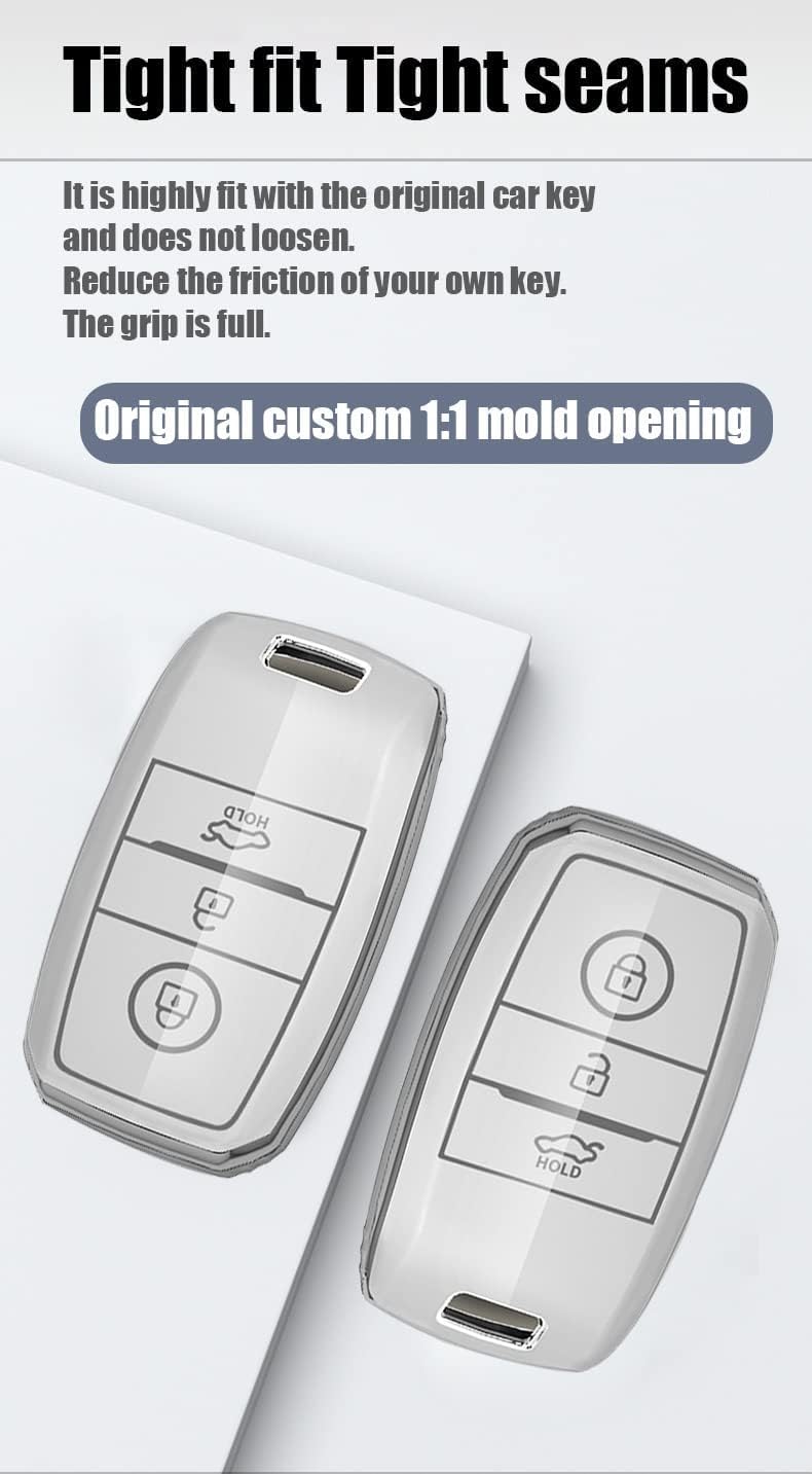Custodia Portachiavi Compatibile Con Kia (Rio, Sportage, Soul, Ceed) – Telecomando A 3 Pulsanti Flip, Custodia Sostitutiva In ABS (Bianco, Senza Elettronica) - 3