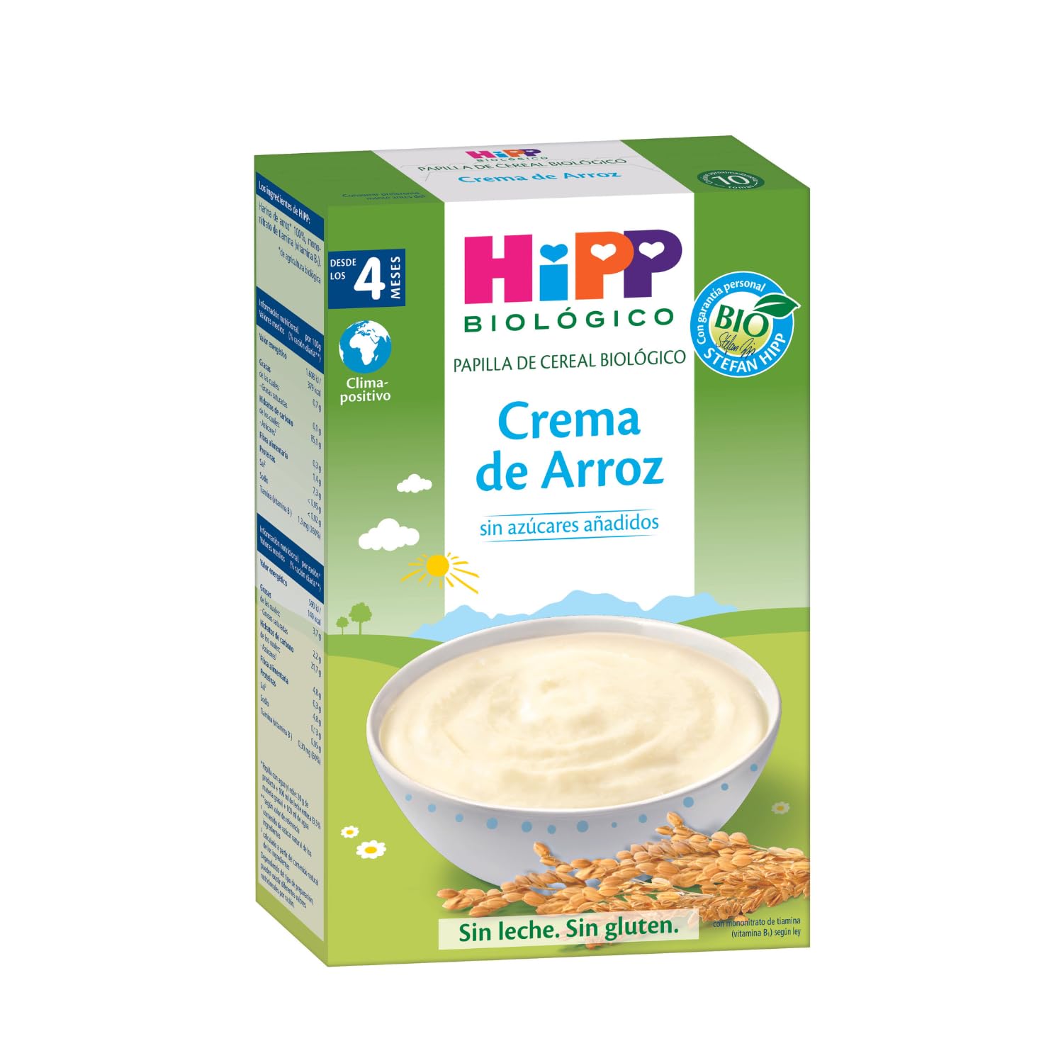 HiPP Biológico - Crema de Arroz sin Gluten BIO - Fácil Digestión - Sin Azúcares Añadidos - Sin Lácteos - Con Vitaminas y Minerales Esenciales - Apto Para Bebés A Partir de 4 Meses - Pack 7X200g