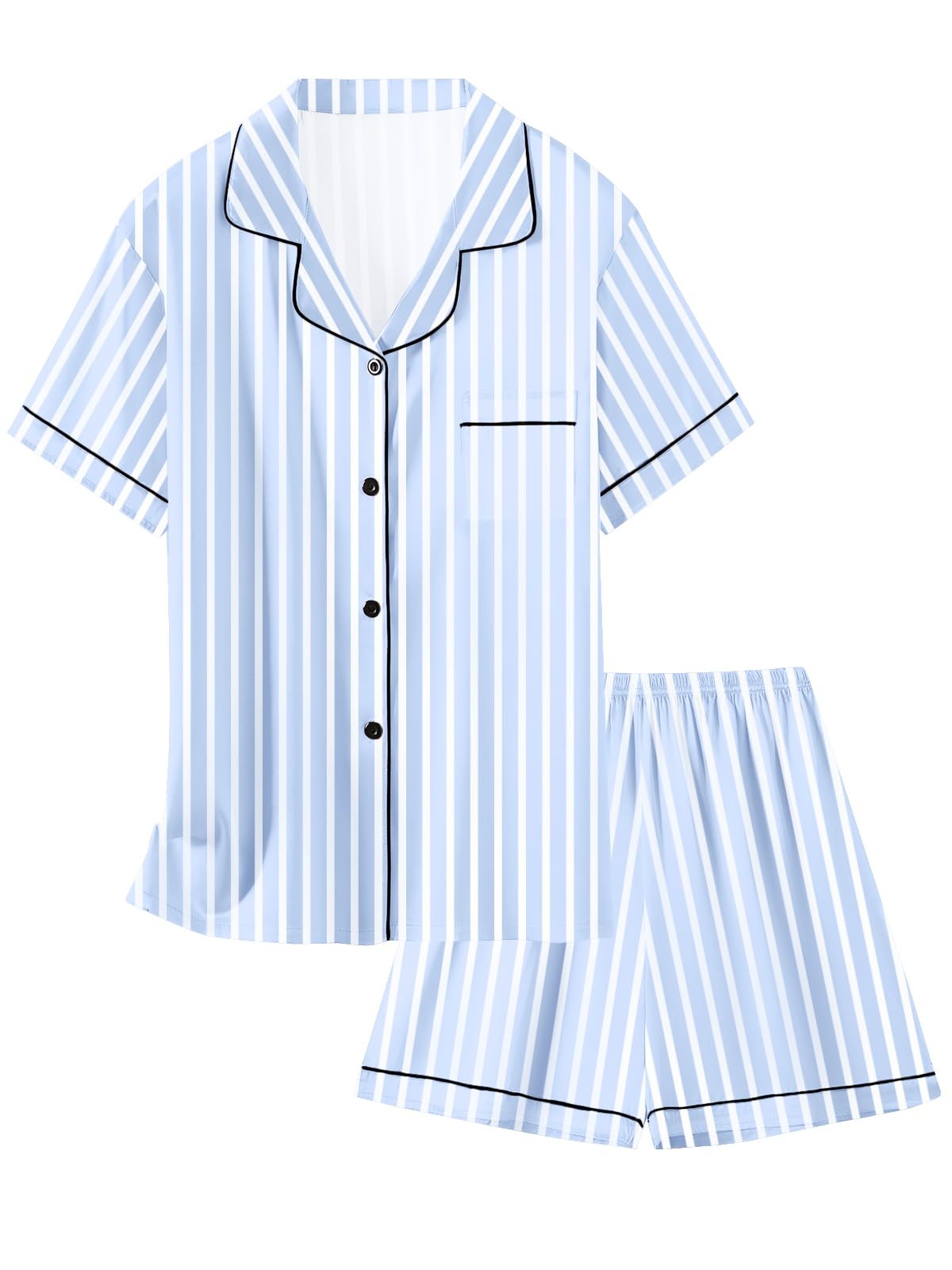 Girls &amp; Womens Satin Pajamas Set, Silk Button-Down Sleepwear 2 Piece Nightwear, 3 Years - Women XXL