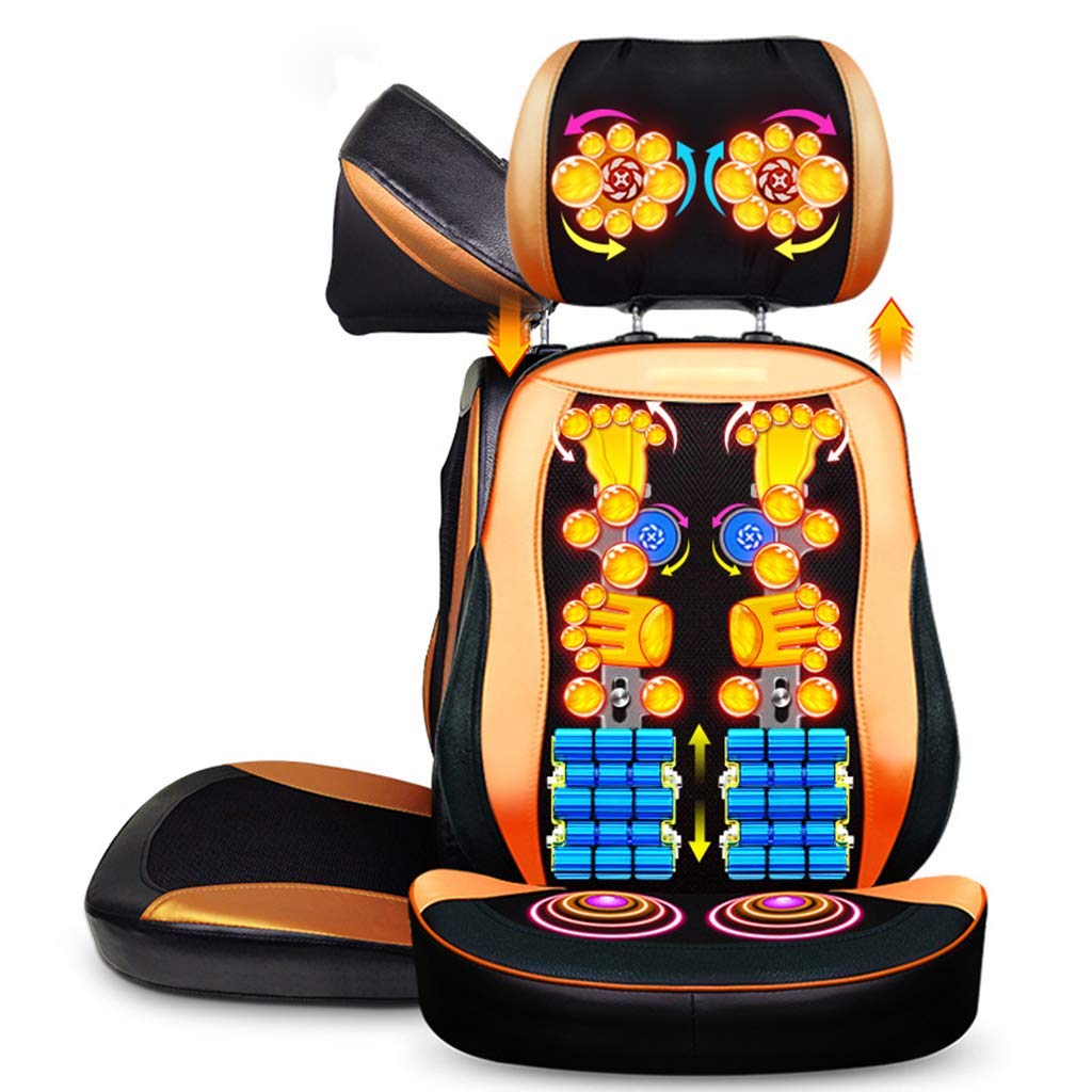 MU Cojín de Silla de Masaje de Vibración de Cuerpo Completo de Lujo de 9D, Shiatsu Masajeador Trasero de Cuello con Calor, Amasado Rolling Massage Asiento Cojín, 20 Bolas de Masaje, para Hombreras Ca
