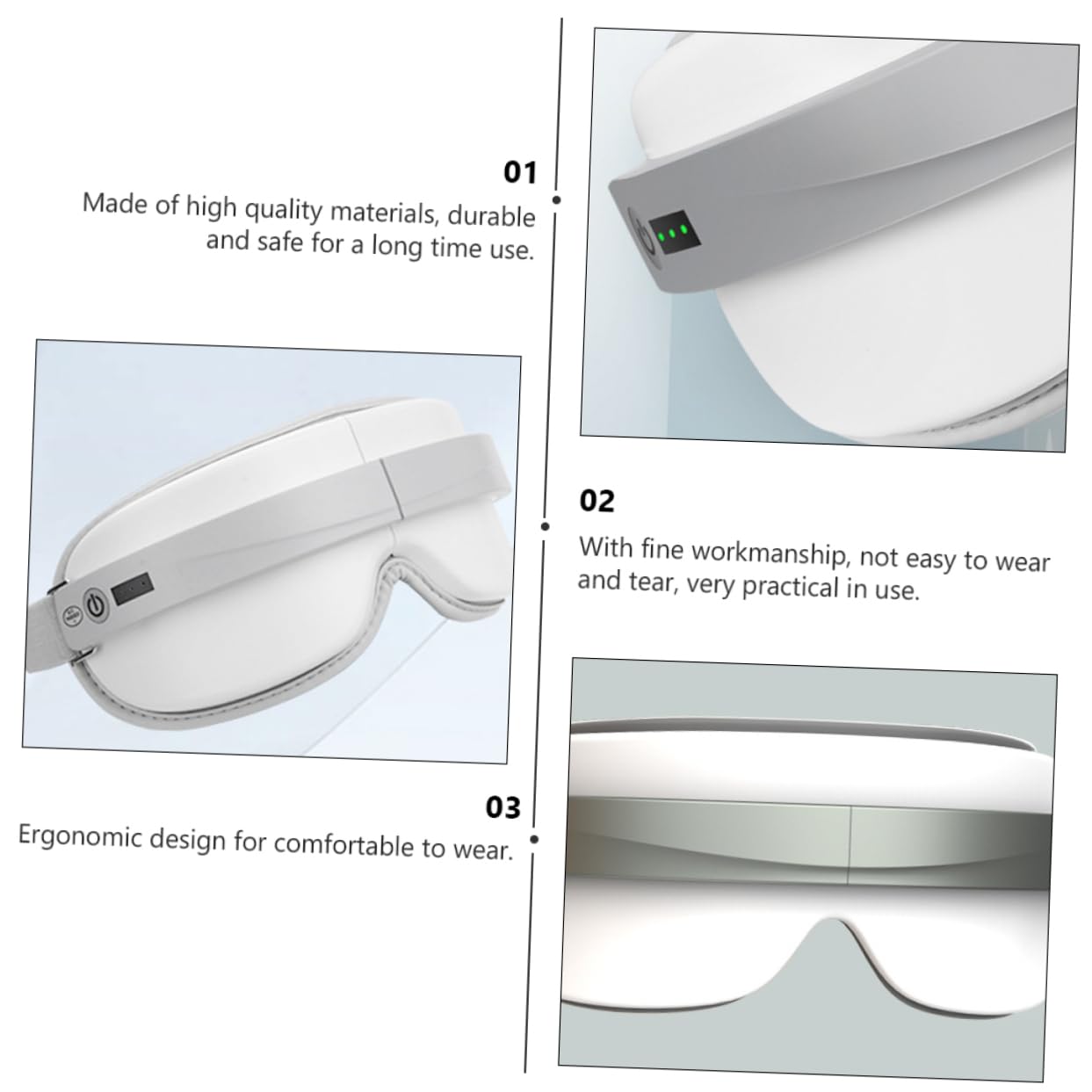 Dispositivo per Massaggio Oculare Bianco Abs Portatile Ergonomico | Leggero, per Uso Quotidiano, Struttura Pratica, Indicato per Momenti di Relax