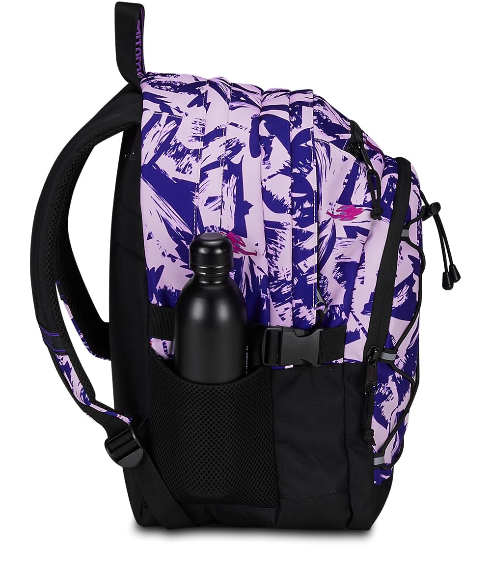 Mitama Zaino Triplo Scomparto Full Flower con Tasca porta PC, Nero e Rosa, Scuola Elementare e Tempo Libero, Bambina Ragazza