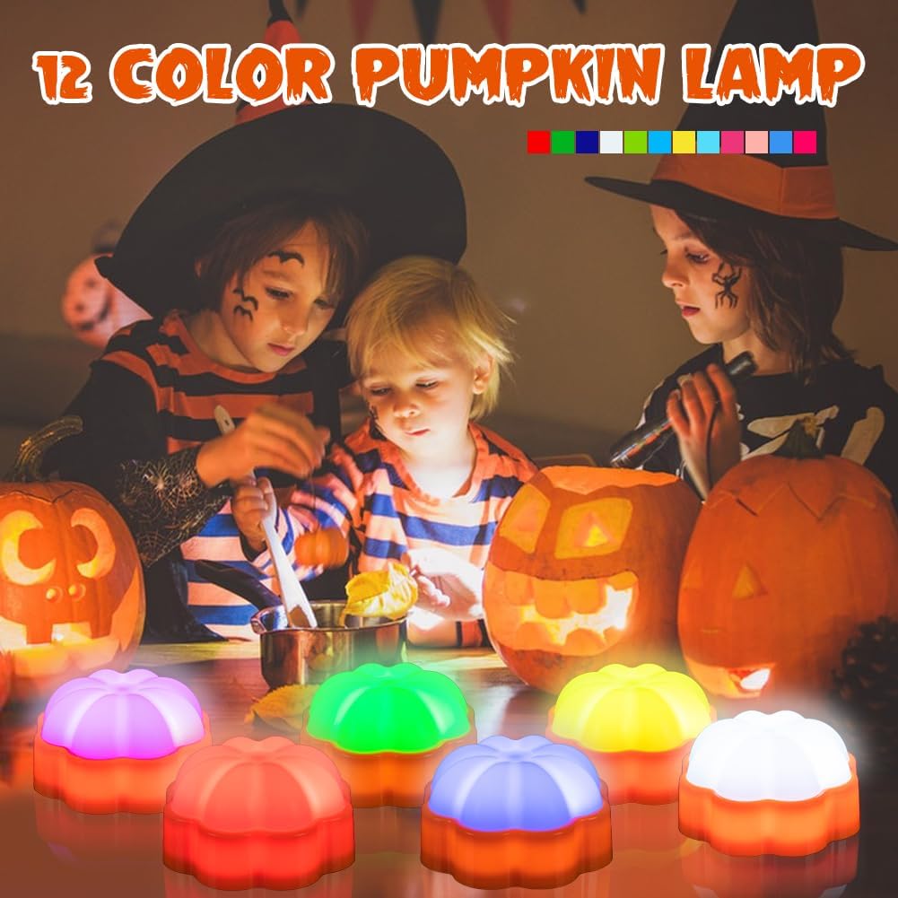 Halloween Kürbis LED Lichter Mit Timer & Fernbedienung – 2 Stück, Flackernd Wie Kerzen, Batteriebetrieben
