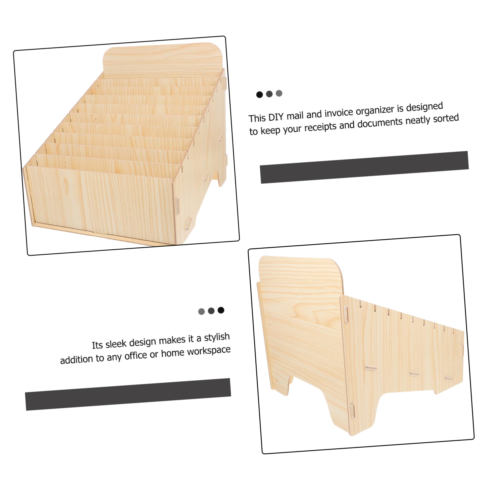 SHINEOFI Holz Briefablagebox mit Mehreren Fächern zur Belegsortierung