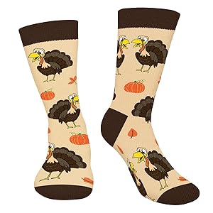 AGRIMONY Funny Thanksgiving Turkey Pumpkin Socks f