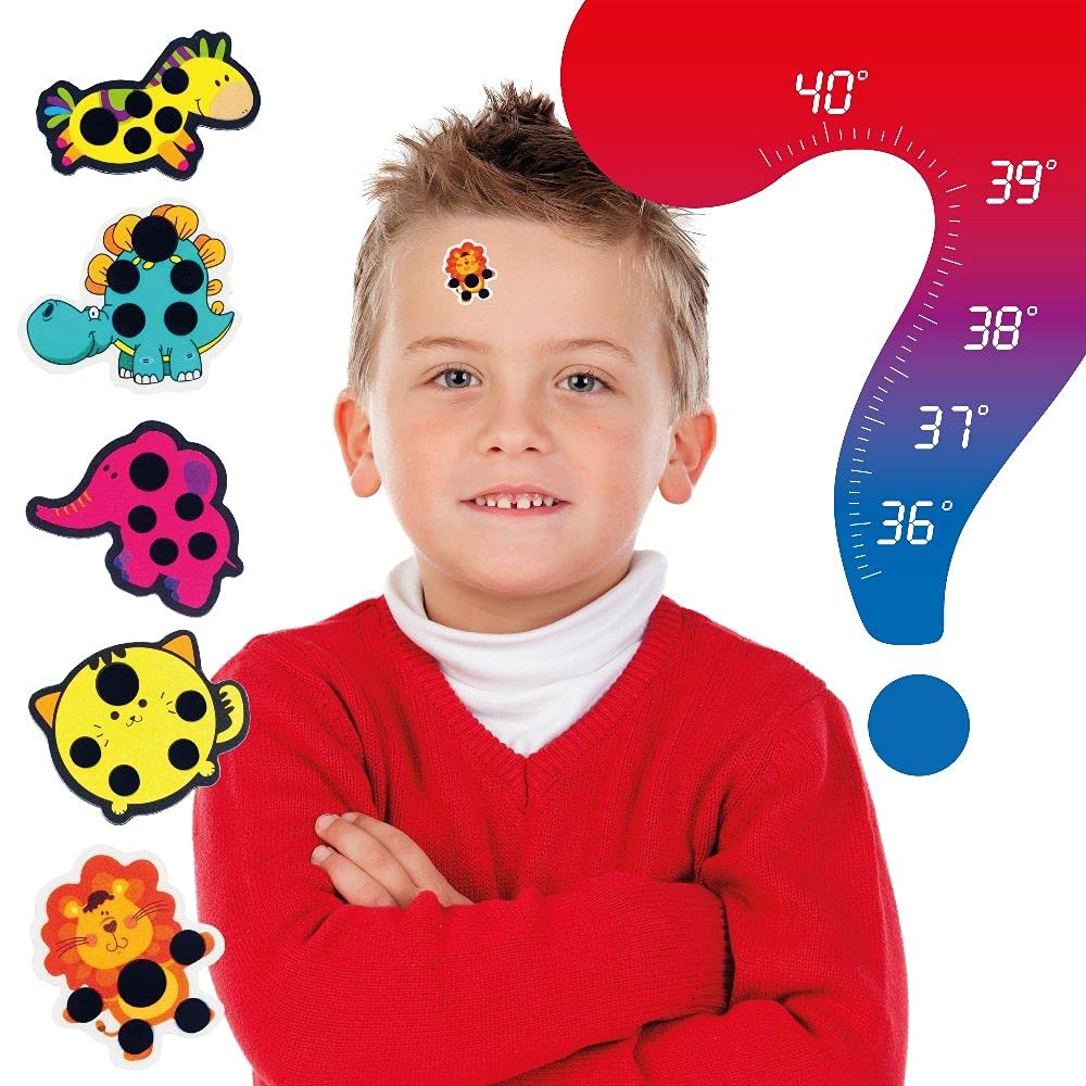 VITAMMY THERMO STICKERS Termometr naklejka do ciągłego monitorowania gorączki i temperatury u dzieci | Pomiar gorączki | naklejka na czoło | Różne wzory | słoik 100 szt