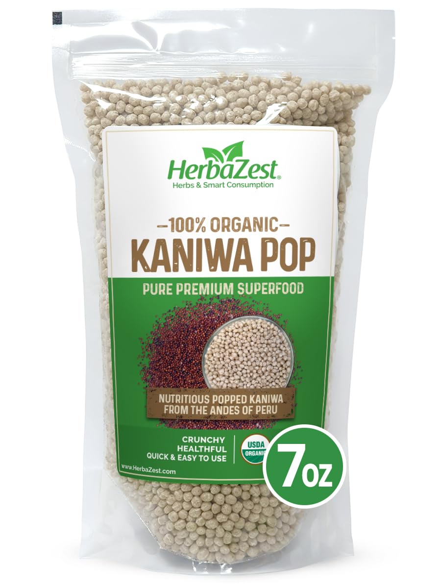 HerbaZest Kaniwa Pop Organic - 7oz – Vegan, Gluten Free & USDA Certified - Wholesome Addition to Yogurt & Cereal, Granola & Muesli, Salads & DessertsUSDA Organic
