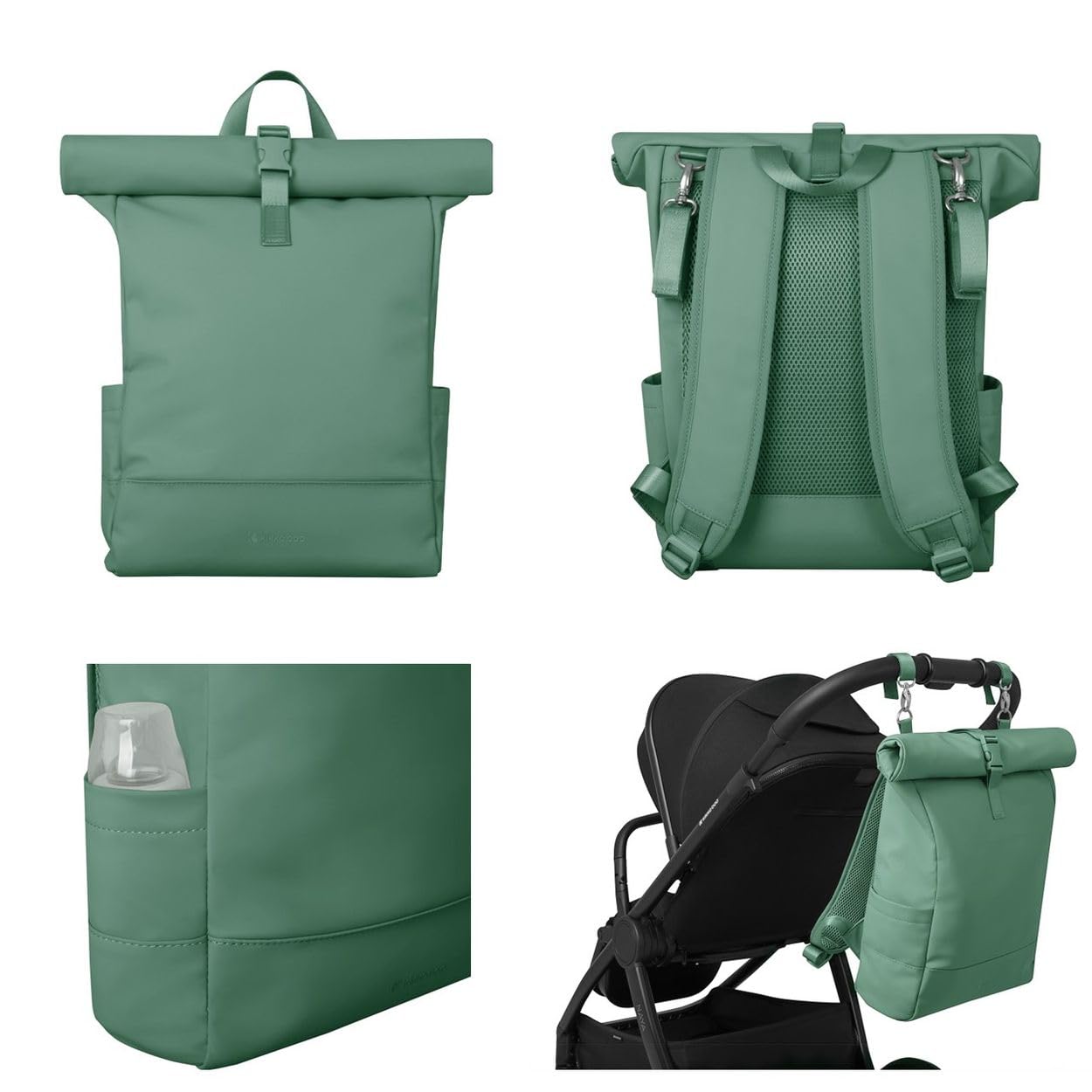 Kikkaboo Wickeltasche Jayden Rucksack Grifflänge einstellbar, Reißverschluss grün