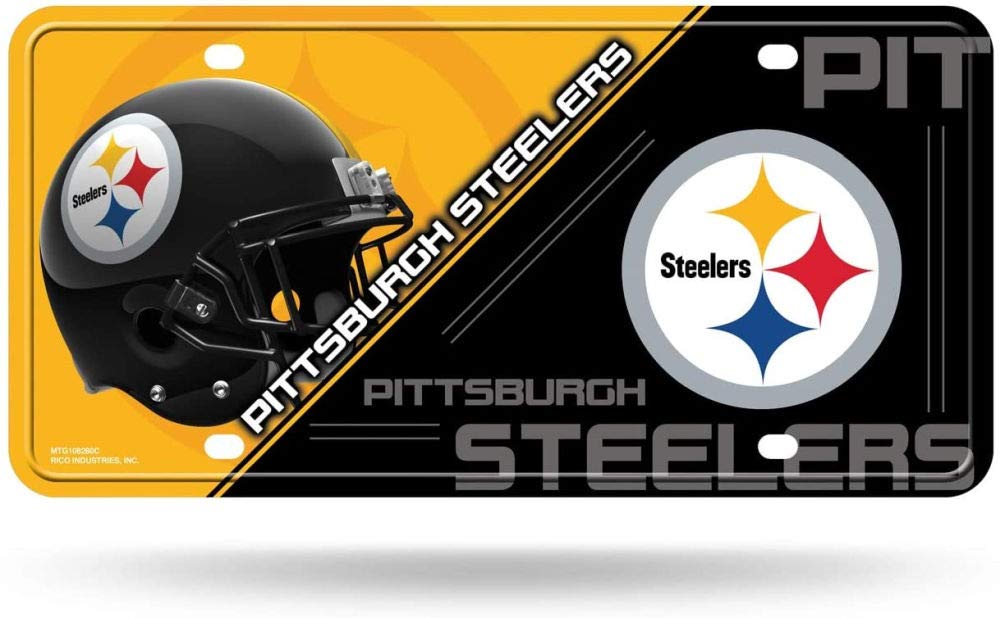 Rico Industries NFL Pittsburgh Steelers License Plate Metal, Team Color