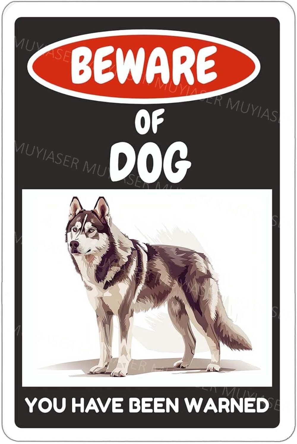 (2-Pack) Metal Tin Sign Beware Of Dog Sign Husky You Have Been Warned Signs Door Sign Warning Sign For Fence Gate Yard Home Wall Decor 8x12 Inch