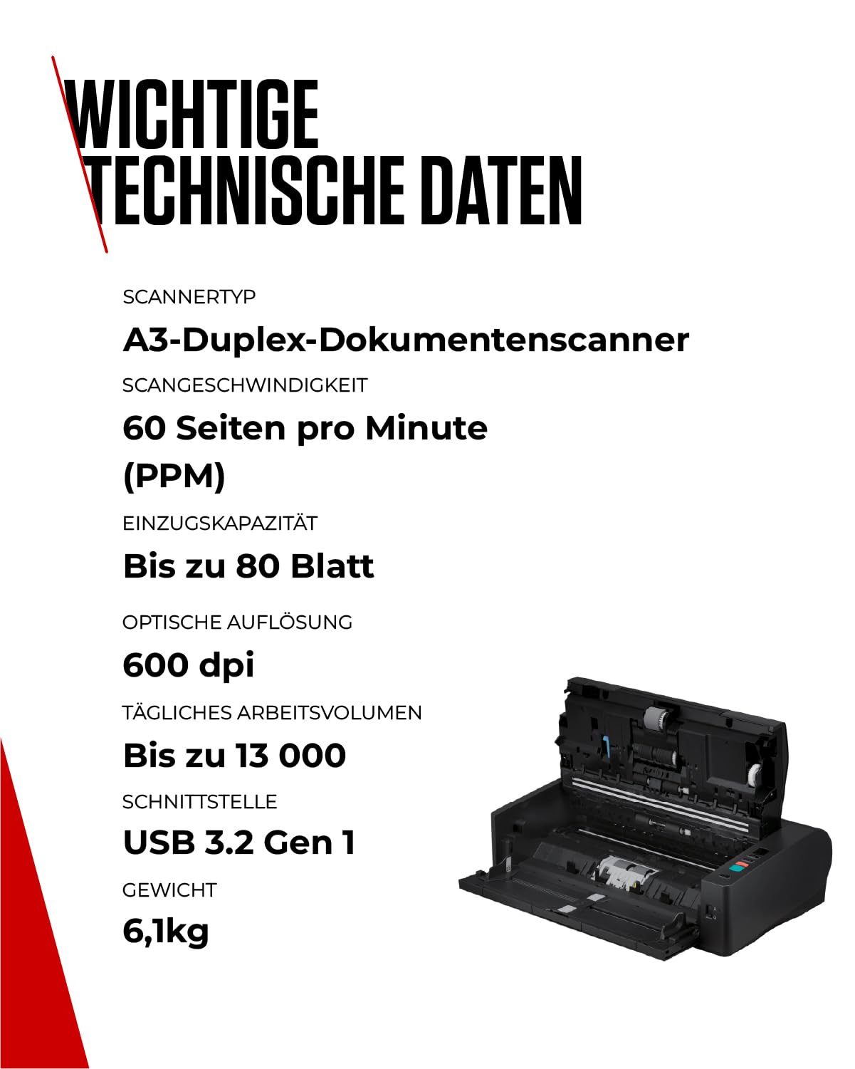 Canon imageFORMULA DR-M1060II A3 Dokumentenscanner | Kompaktes Design & leistungsstark für Büro & Home Office | 600 DPI Auflösung | 80-Seiten-Automatischer Einzug | Mit Canon CaptureOnTouch Pro