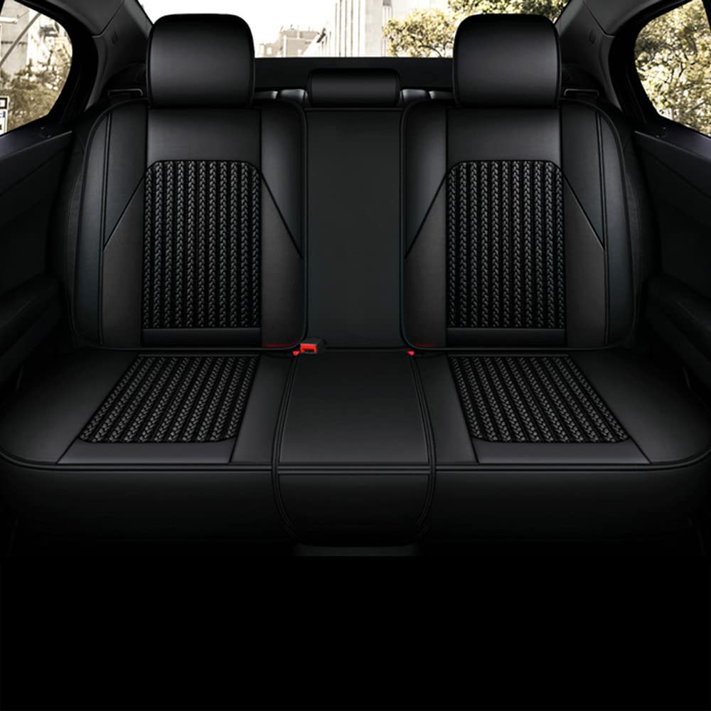 Fundas de Asientos para Hyundai i20 5Asientos Juegos de Cubreasientos de Coche de Piel Sintética Impermeables para Todas Las Estaciones(Lujo Negro-Blanco)