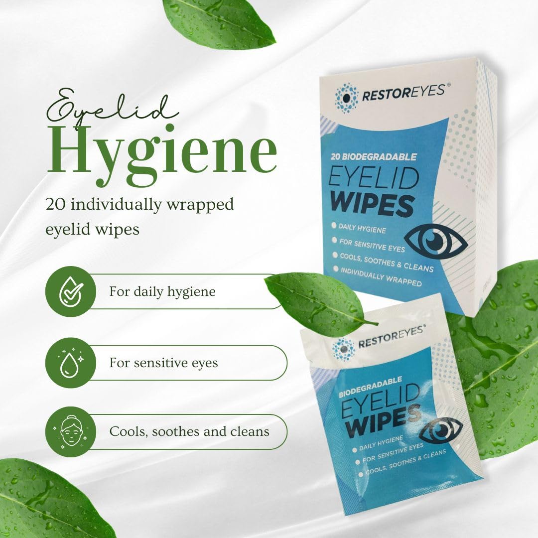 60 x Restoreyes Biodegradable Eyelid Wipes, Eco-Friendly - Image 2