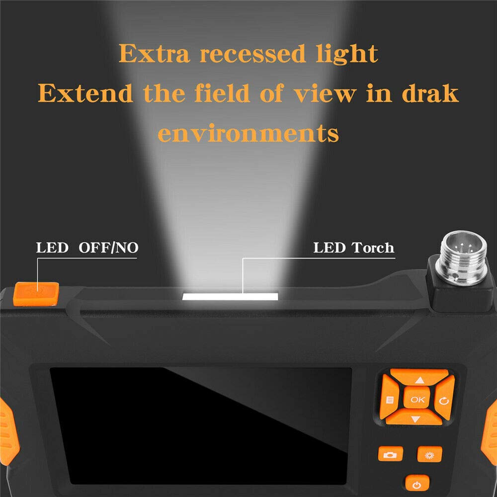 Endoskop przemysłowy, kamera inspekcyjna 1080p z ekranem LCD 4,3 cala, wodoodporna, półsztywna gęsia szyja, 8 diod LED, boroskop do kontroli samochodów, rurociągów, klimatyzacji, 5 metrów