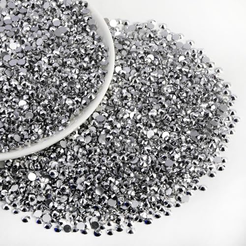 Image of Beadsland Flat Back Rhinestones Bulk, Silver Hematite, SS10, 14400pcs | Flatback Glass Gems for Nails Crafts Clothes DIY Decoration, Glue Fix, 2.7-2.9mm