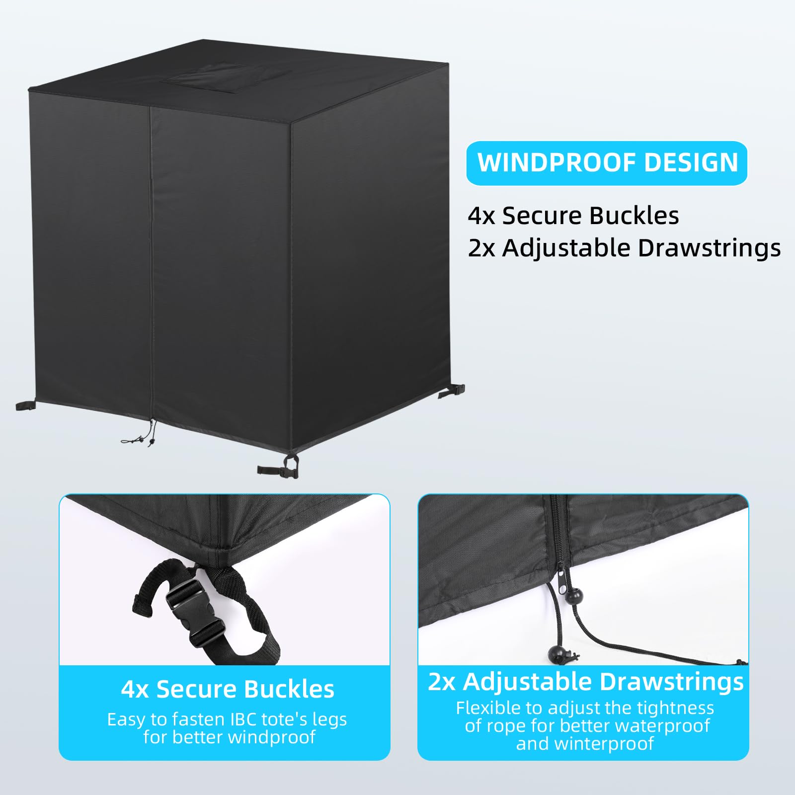 Bâche IBC 1000L 120x100x116cm - Protection Anti-UV, Anti-Poussière Pour