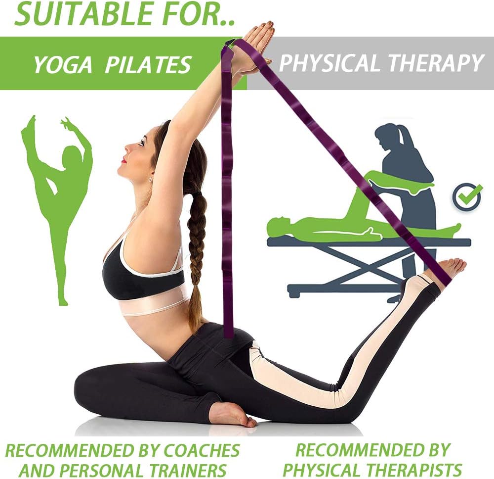 Onory Yoga Strap Stretch Straps for Physical Therapy Pilates Stretching Exercise Bands Non-Elastic Multi Loops (Purple) : Sports & Outdoors