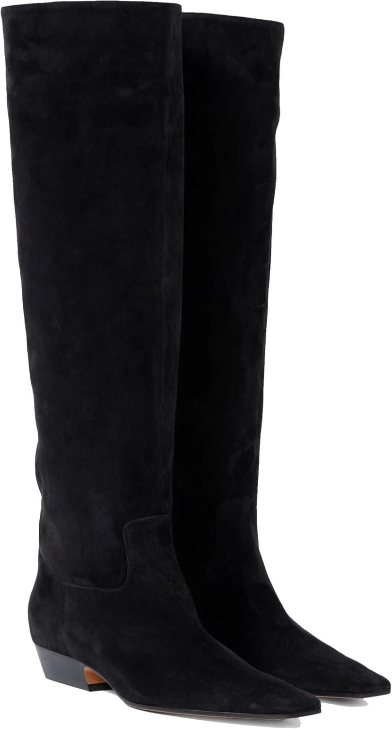 THESHY Women's Knee High Boots Square Toe Chunky Heel Fashion Long Boots Low Heel Fashion Dress Pull on Tall Boots for Women