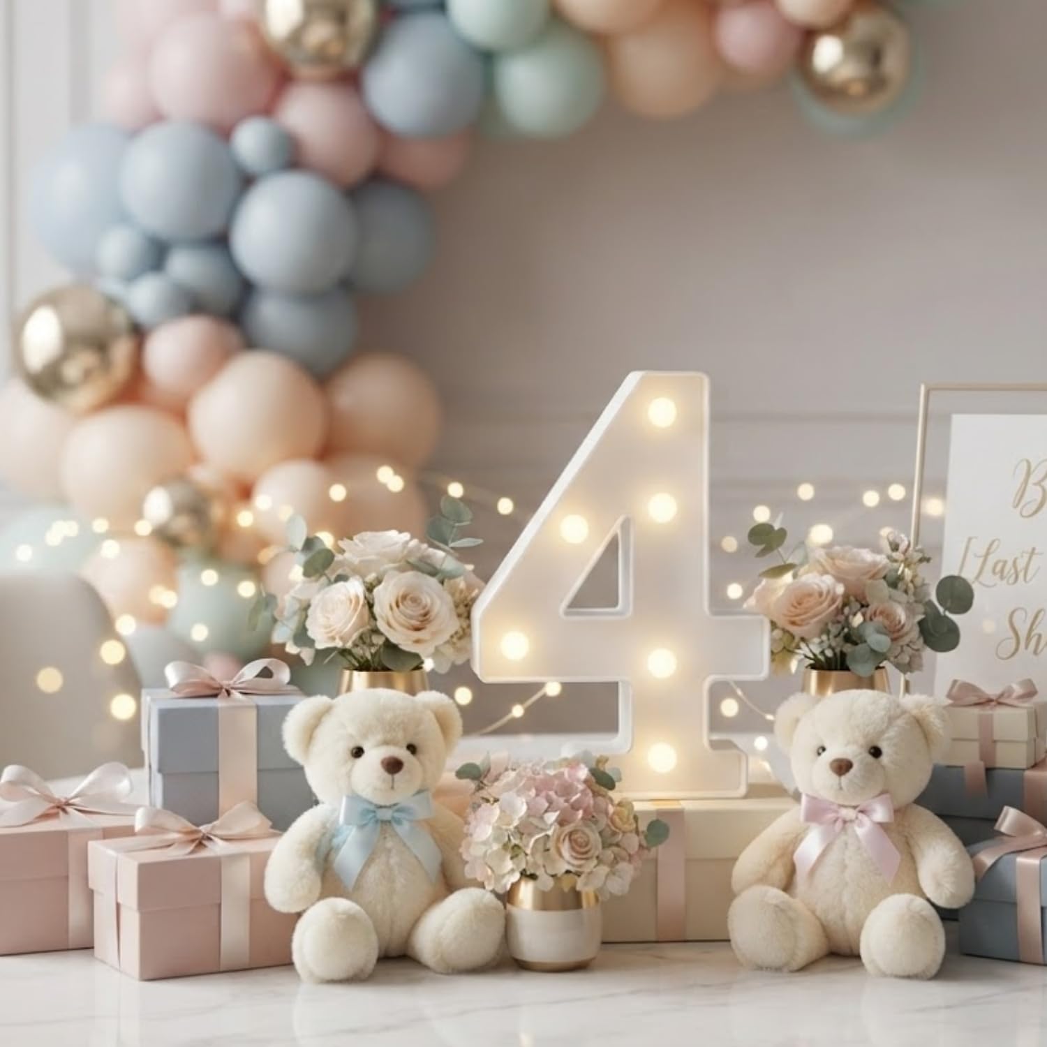Alphabet Shaped Led Light Letters for Wedding | Birthday | Party | Christmas | Home | Bar | Decoration | Color : Warm White (4) 2