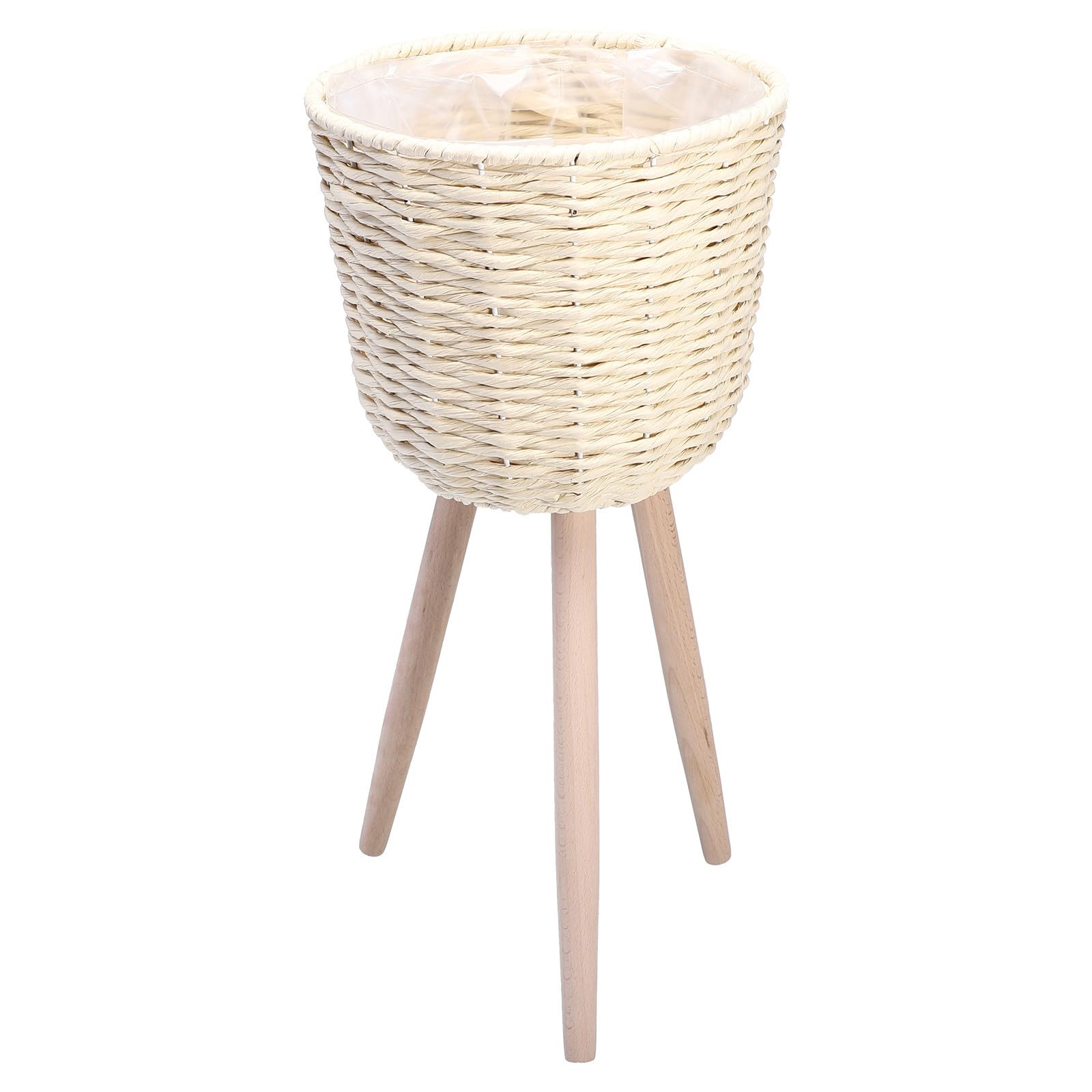 CHILDWEET Vaso da Fiori con Staffa Angolare in Rattan e Legno, Portafiori Decorativo Semplice ed Elegante per Piante, Adatto per Decorazione Casa e Ufficio, 1 Pezzo